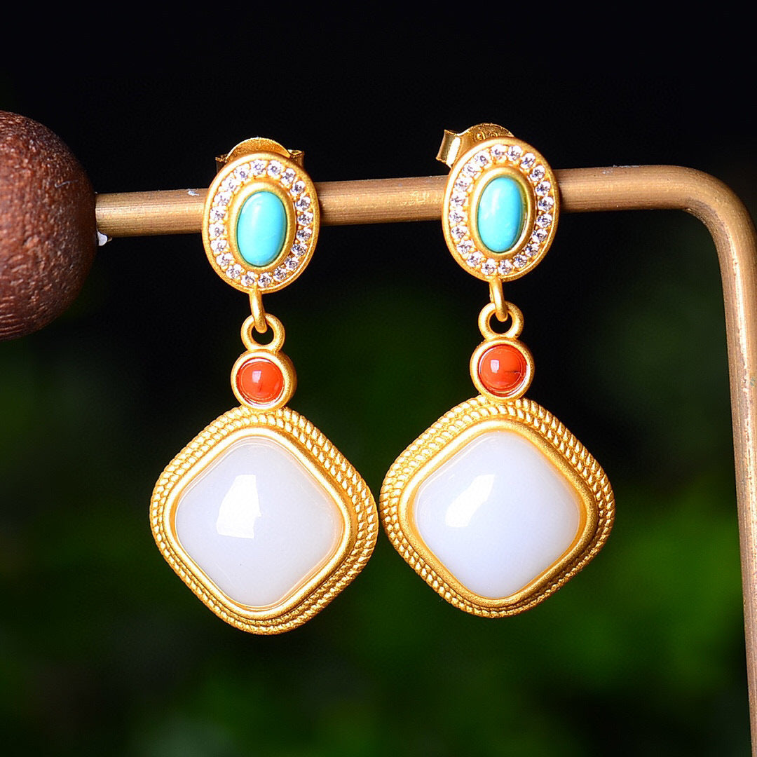 Wholesale 925 Sterling Silver Geometric Diamond Earrings